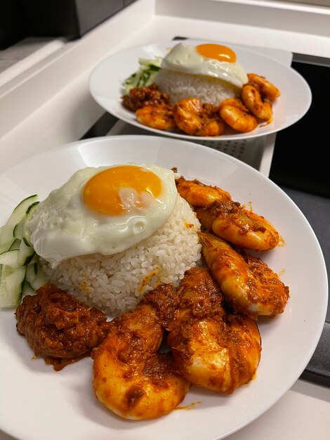 Photo prawn sambal nasi lemak