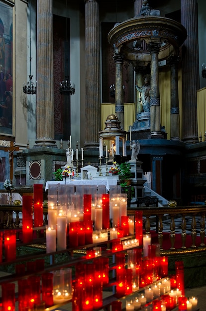 Photo prayer candles in church