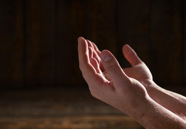 Prayer hand pray in church, pastor pray to god, spirituality\
and religion concept