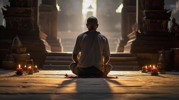 Foto uomo di preghiera nel tempio