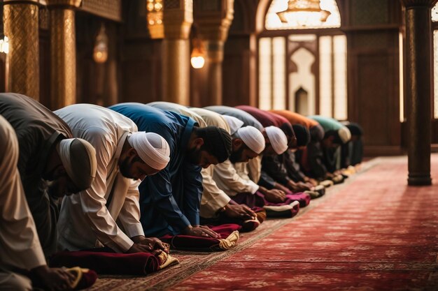 Photo prayer in ramadan mosque moments