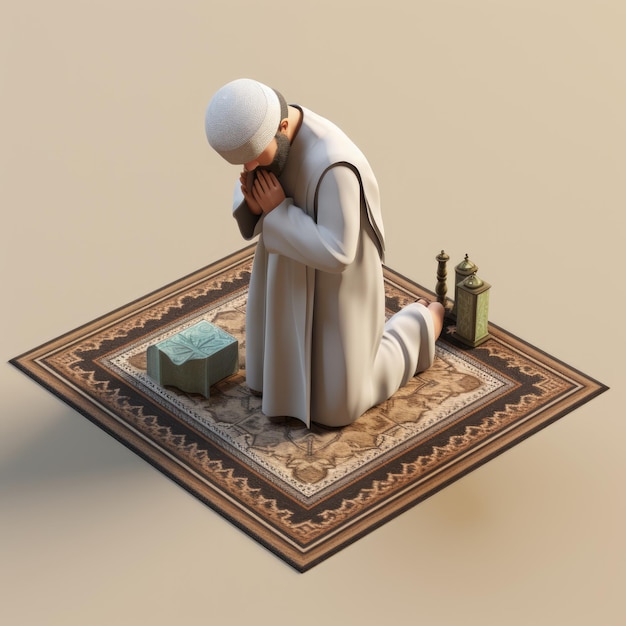 Photo prayer rug islamic man animated gif style