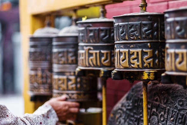 Prayer wheels in Boudhanath Stupa