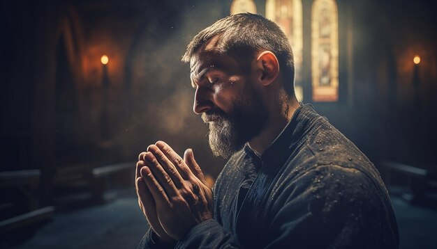 Фото Молитва, христианское поклонение и религиозная фотосессия