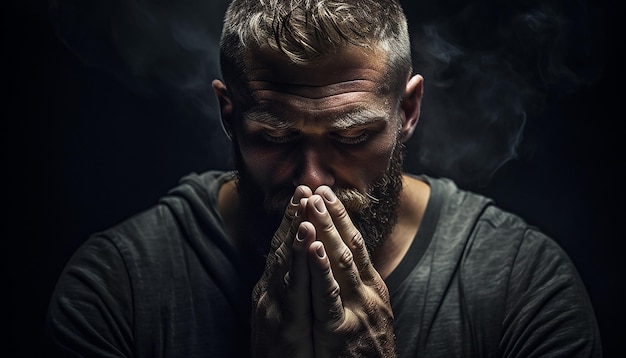 Praying christian worship and religious photoshoot