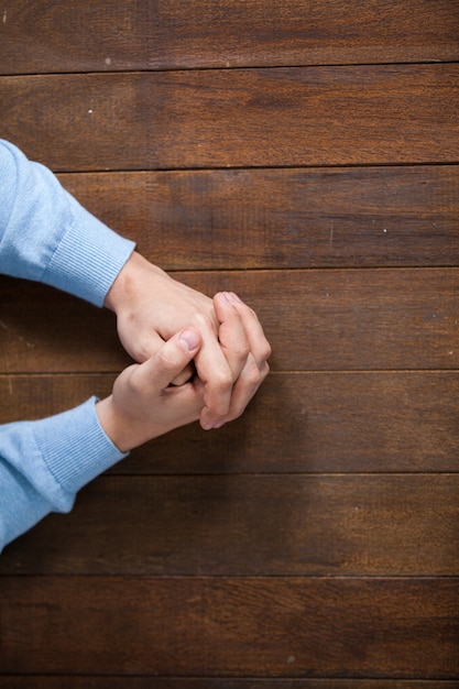praying hands of man