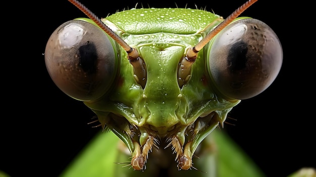 Praying mantis in ambush forelegs raised