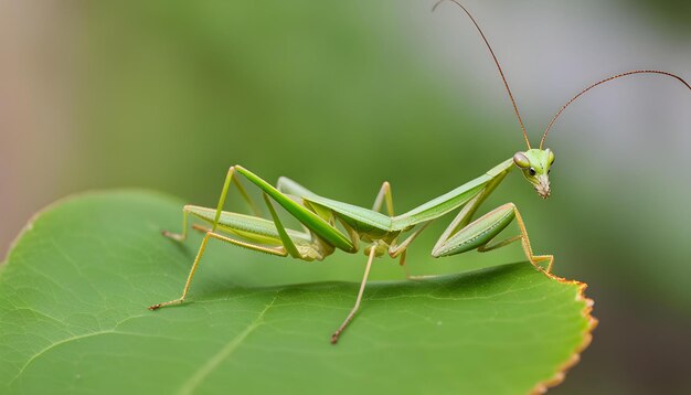 a praying mantis on a leaf with the word grass on it