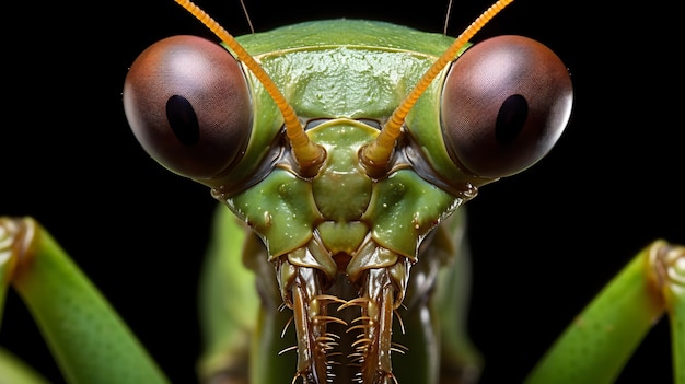 Praying mantis poised for a strike