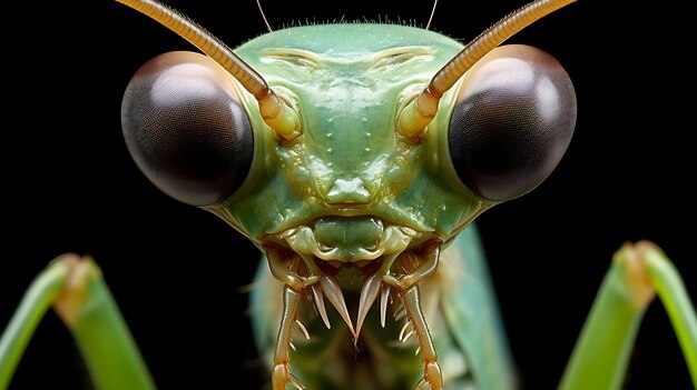 Praying mantis poised for a strike