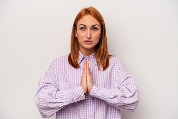 Praying showing devotion religious person looking for divine inspiration