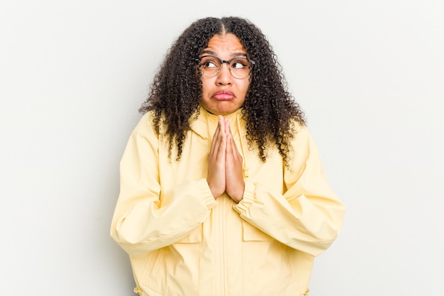 Photo praying showing devotion religious person looking for divine inspiration