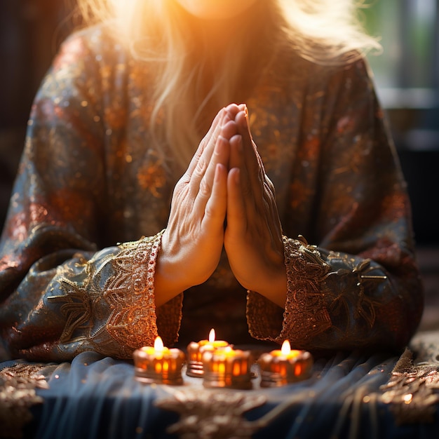 A praying woman hands