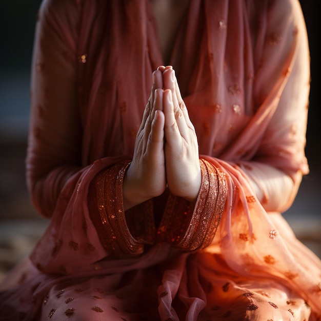 A praying woman hands