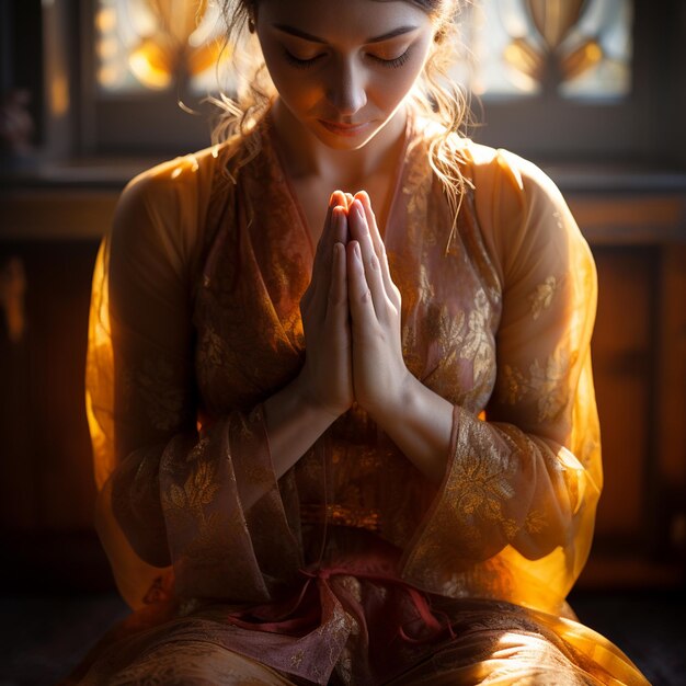 Photo a praying woman hands