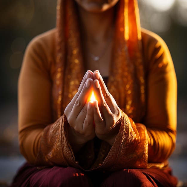 Foto le mani di una donna che prega