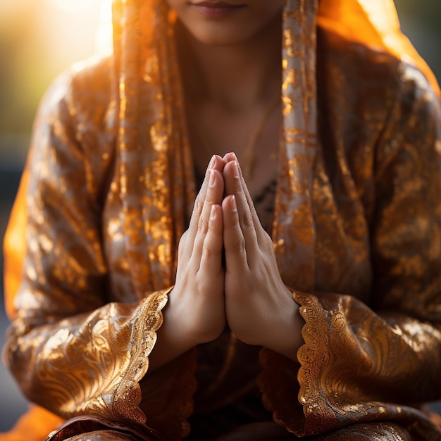 A praying woman hands