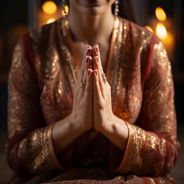 A praying woman hands