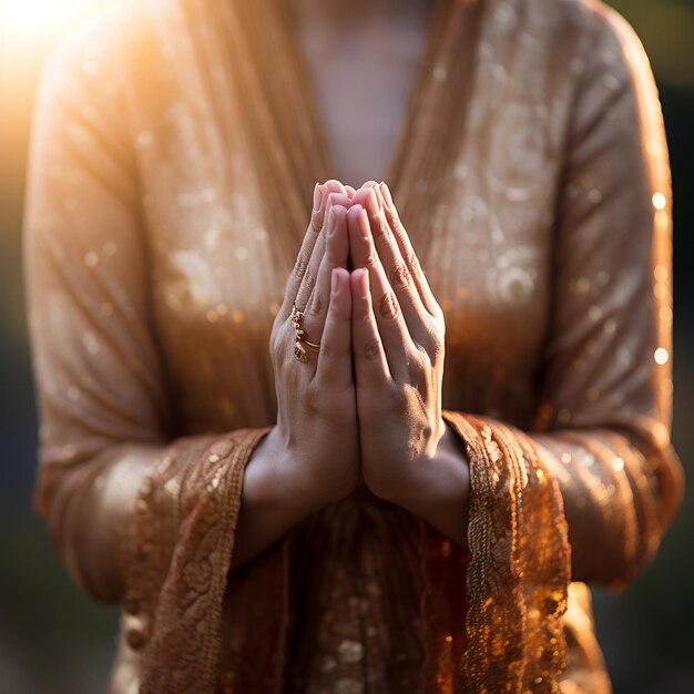 A praying woman hands