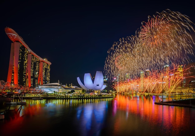 Photo pre fireworks performance for national day sg 54 helix bridge