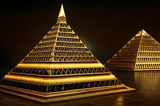 precious magnificient golden pyramid golden carved ornaments pattern pyramid