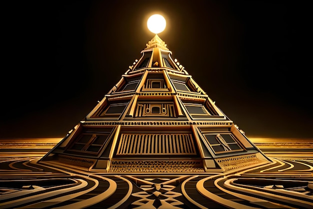 貴重な壮大な黄金のピラミッド 黄金の彫刻が施された装飾品パターン ピラミッド