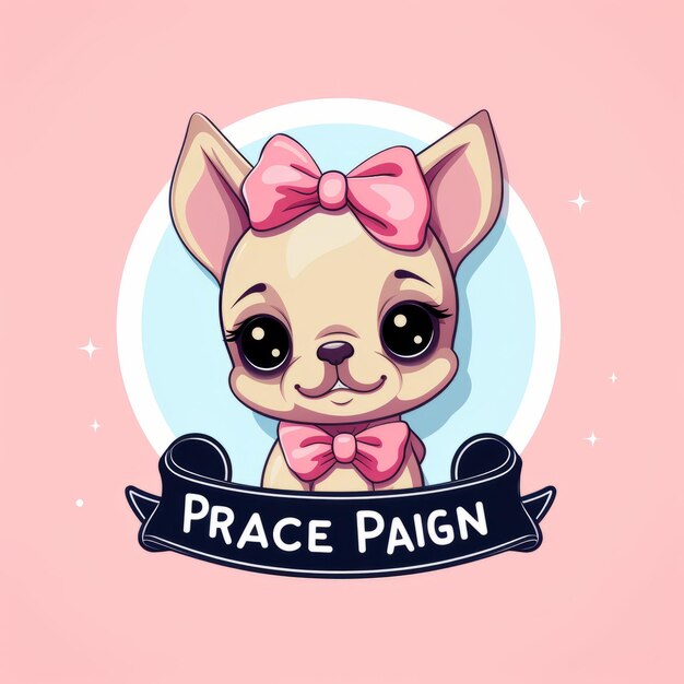 Photo precious paws whimsical pastel logo design featuring a charming frenchie pup in a modern cartoon st