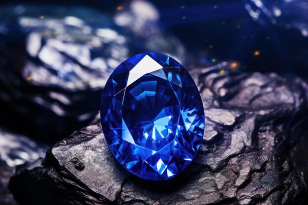 Photo precious sapphire blue stone generate ai