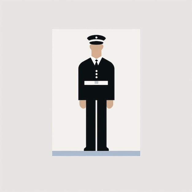 Precise Nautical Detail Man In Uniform Design Flat Vector