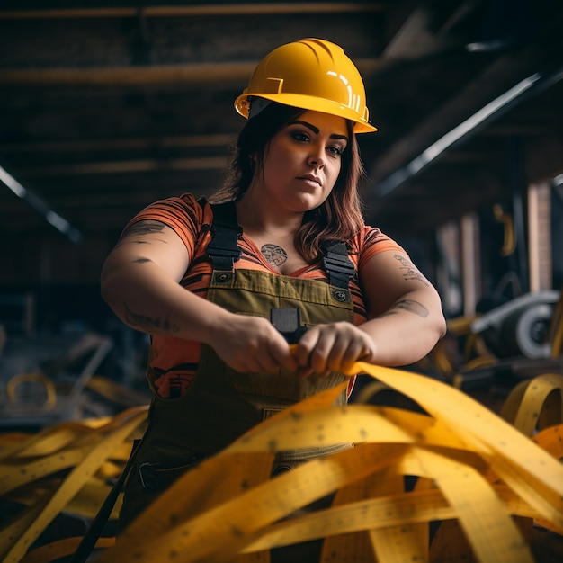 Precisie in de bouw Geel meetlint en PlusSize-gereedschap