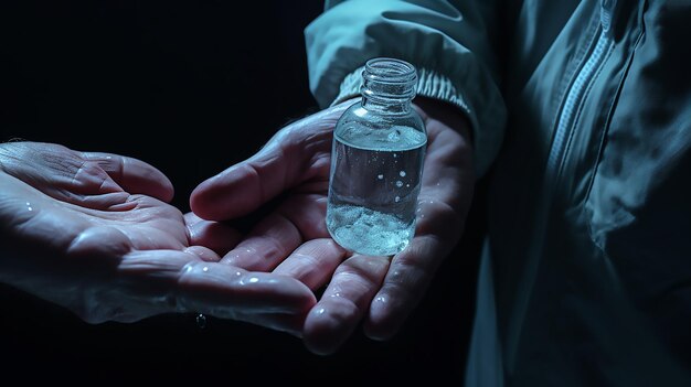 Photo precision in care closeup of hand in medical glove