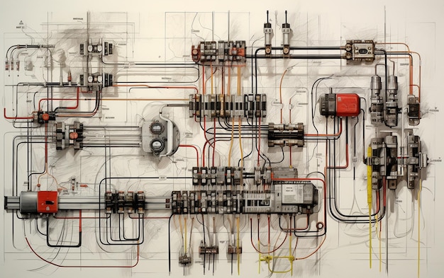 Foto disegni elettrici di ingegneria di precisione in dettaglio