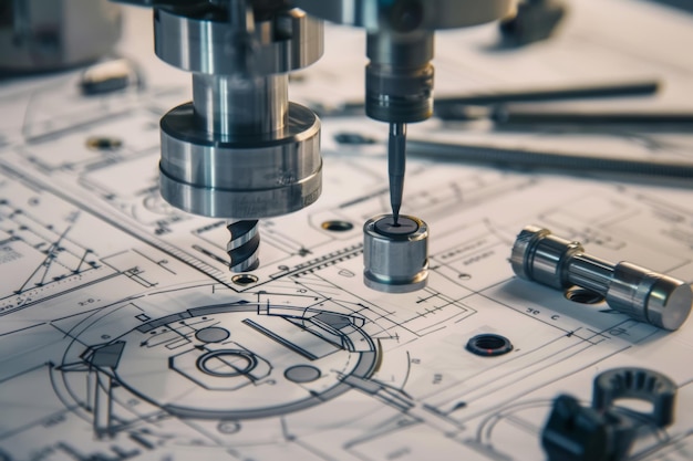 Photo precision engineering in tool and die making closeup of equipment crafting complex parts