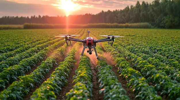 Precision farming using drones to spray crops a digitalization farming sector concept Generative AI