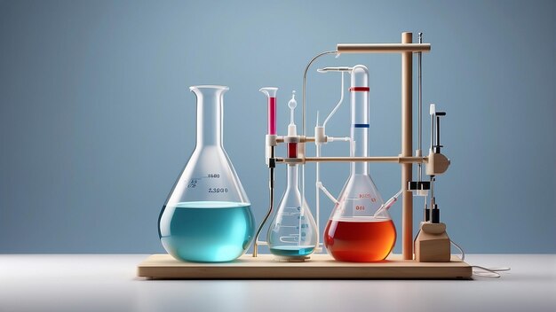 Photo precision in progress titration setup with burette and conical flask