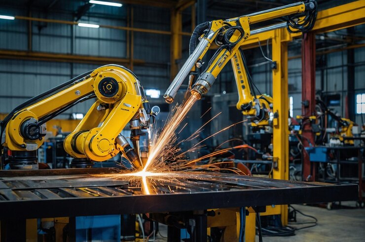 Photo precision robotics in heavy industry for automated welding tasks