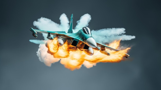 Photo precision strikes with su 34 on black background