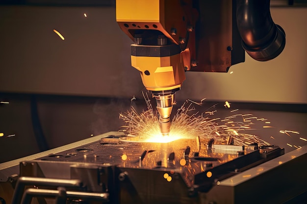 Precision welding robot performing delicate and intricate weld on aerospace part