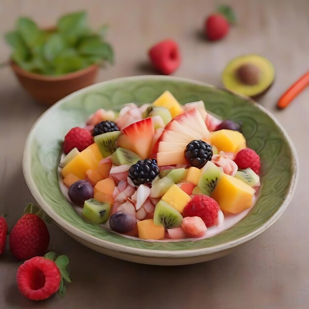 Photo preciso de uma foto de salada de frutas tropicais ai