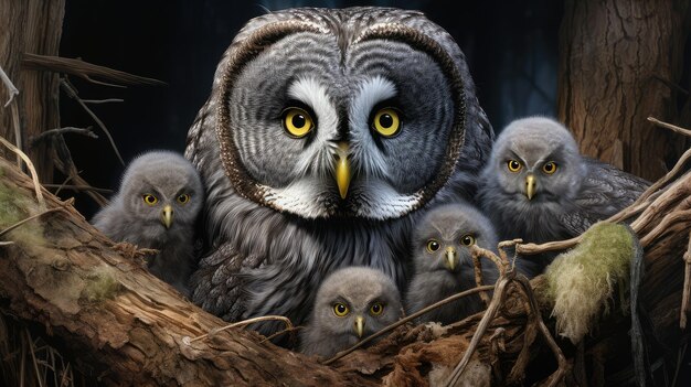 Photo predator great gray owl