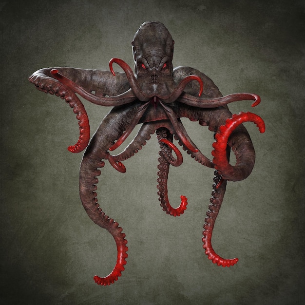 Photo predatory ocean octopus. 3d illustrations