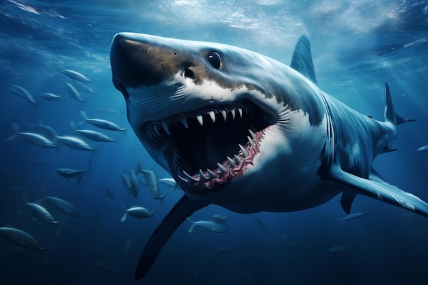 Predatory Power An Aggressive Shark the Apex Aquatic Predator Generative By Ai