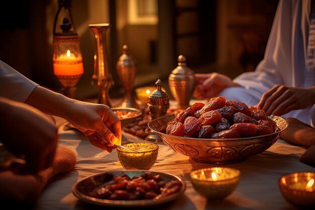 PreDawn Suhoor maaltijd die de discipline van de Ramadan weerspiegelt