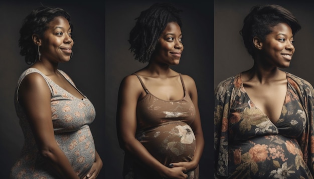 Pregnant African women glowing with happiness and anticipation generated by AI