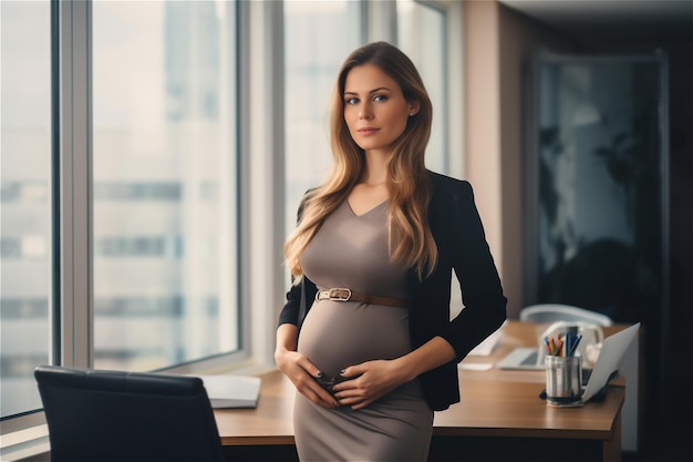 Беременная деловая женщина в офисе