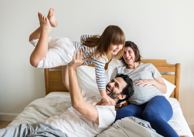 Pregnant family spending time together