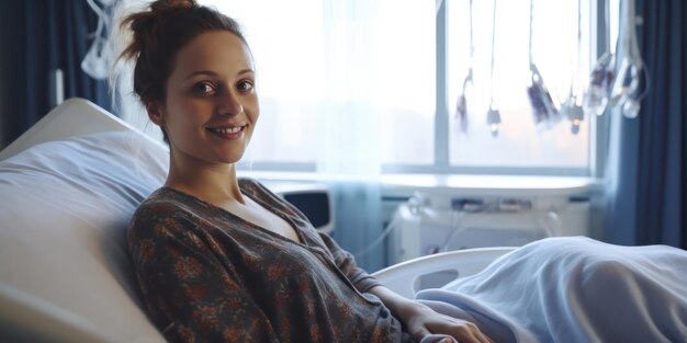 Pregnant Female Lying Down in Medical Room