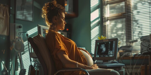 Photo pregnant girl undergoing medical examination generative ai