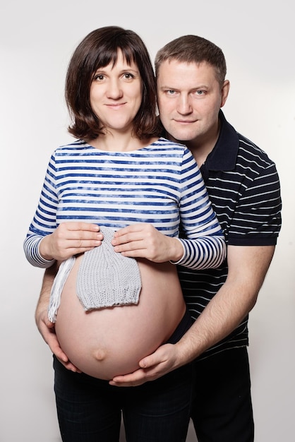 Pregnant Mother and her Man Couple Waiting a Baby Real People