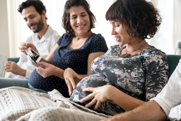 Pregnant support group meetup in a house